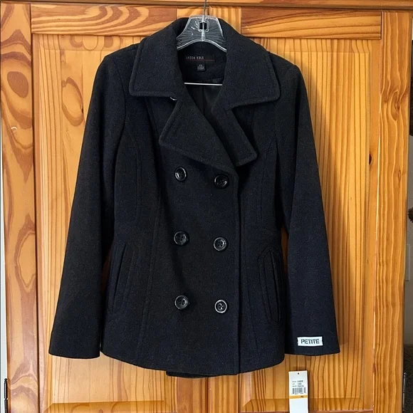 Jason Kole Women's Elegant Black Peacoat - Picture 2 of 3